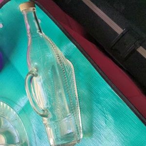 Rare Basket Ship Shaped Bottle Retro Wine Carafe Made In Spain.